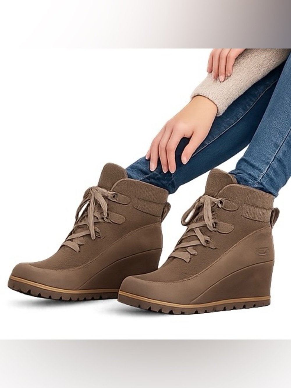 UGG Kriston Waterproof Wedge Ankle Boots Brown Suede Women’s Size 8